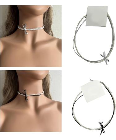 Oralgo Double-Layer Pearl Necklace - French Style Loop Fan Trailer Collarbone Chain for Women & Girls | Chic Gray Design - Buy Online on GoSupps.com