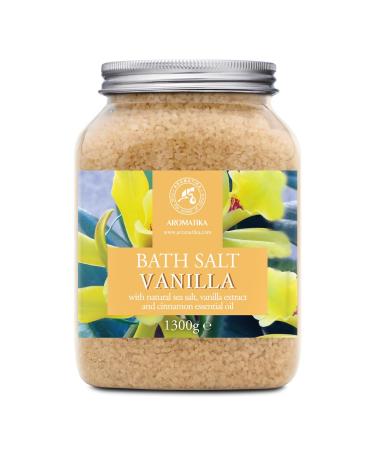 Bath Sea Salt Vanilla 46 Oz (1300g) - 100% Natural Sea Salt with Vanilla Extract & Cinnamon Essential Oil - Relaxing Bath - Beauty - Body Care - Relaxation - Good Sleep - Aromatherapy Bath Salts