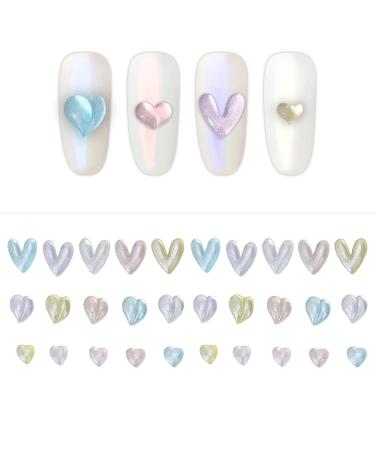 3D Cute Heart Nail Charms Nail Glitter Charm Rhinestones Ornaments Nail Art Decorations Glitter Accessories for DIY Craft Nail Art Design Manicure Decor