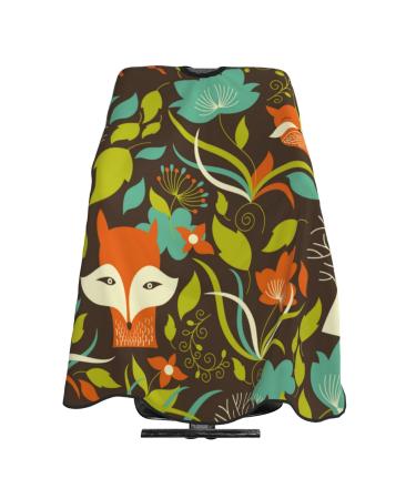 Professional Haircut Cape Fox Flowers Hairdressing Salon Cape with Adjustable Snap Closure Hairdresser Apron