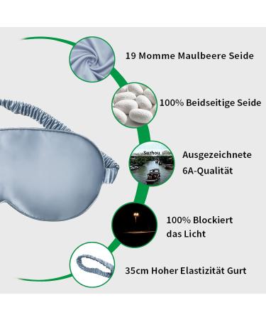 Yunchi 100% Silk Sleeping Mask for Women & Men | Bio Satin Eye Mask - 19 Momme Pure Mulberry Fabric | Comfortable Sleep Blindfold - Baby Blue - Buy Online on GoSupps.com