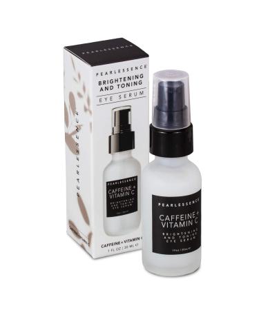 Pearlessence Brightening & Toning Eye Serum with (Caffeine + Vitamin C)   Helps Minimize Dark Under Eye Circles | Gentle Formula | Firms & Tightens | Made in USA  Paraben Free & Cruelty Free (1 oz)