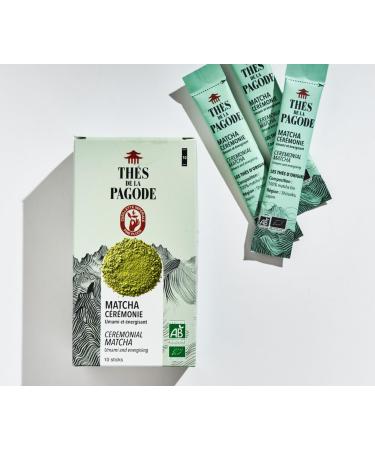 Th s de La pagode - Matcha C r monie Bio Japonais - Umami et nergisant - Sans Amertume - Poudre 100% Issue de Feuilles de Tencha Ombrag es - 10 Sticks