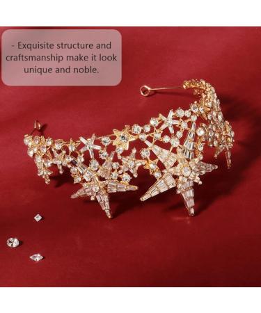 Lurrose Rhinestone Crown Tiara Headband for Brides & Girls - Golden Bridal Star Crown for Wedding Birthday Party & Prom - Buy Online on GoSupps.com