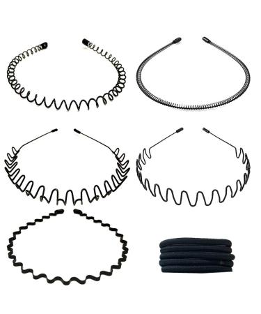 Buy 5-Piece Metal Hair Band Set | Unisex Wave Spring Headbands & Elastic Hair Ties - Eco-Friendly Style - Buy Online on GoSupps.com