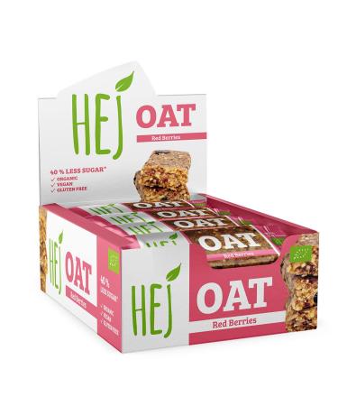 Hej Oat Red Berries |Vegan cereal bar with nutmus & sweetened with rice syrup date paste |Oat bar snack with 40% less sugar gluten -free organic |12 oat m sliriegel x 45 g red berries 12 pieces (1 Pack)