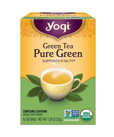 Pack of 1 x Yogi Tea Pure Green - Green Tea - Contains Caffeine - 16 Tea Bags