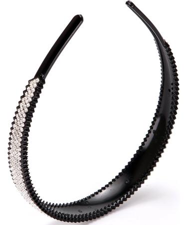 LONEEDY Women's 2cm Wide Non-Slip Headband with Teeth & Crystal Rhinestones - Durable Hair Accessory - Buy Online on GoSupps.com