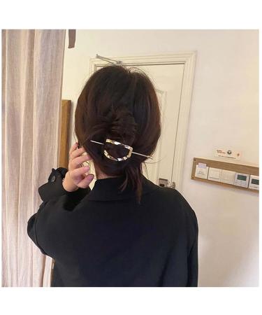 Dervivea Geometry Hair Stick Barrette Minimalist Oval Hair Cuff Hairpin Boho Oval Circle Hair Bun Pin Gold Ponytail Holder Hairpin Clips Decorative Hair Accessories for Women and Girl Headdress