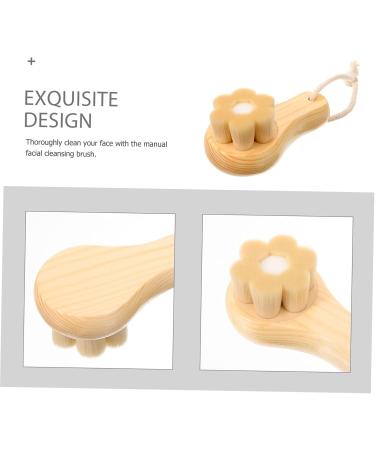 Housoutil Facial Wash Brush with Wooden Handle Face Brush Face Sponges Facial Cleansing Brush Face Scrubber Face Exfoliator Face Dry Brush Manual Cleasing Milk Artificial Fiber - Buy Online on GoSupps.com