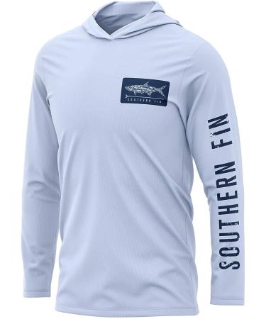 UPF 50+ Lightweight Performance Fishing Hoodie Shirt with Hood - Large, Arctic Blue - Buy Online on GoSupps.com