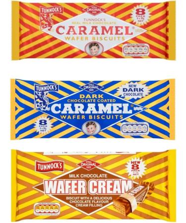Tunnock s Milk Chocolate Caramel Wafers and Tunnocks Dark Chocolate Caramel Wafers And Tunnock's Milk Chocolate Wafer Cream Tunnock s Variety Bundle - Buy Online on GoSupps.com