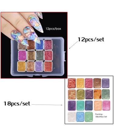 Decoration Paint DIY Manicure Blooming Shimmer Pearl Effect Nail Glitter Watercolor Solid Pigment Paints Set(12colors set) - Buy Online on GoSupps.com