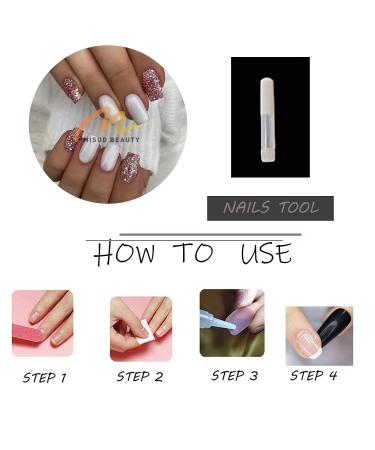 MISUD Squoval White Aurora Press-On Nails - 24 pcs | Glitter Chrome Pink Bling False Nails - Buy Online on GoSupps.com