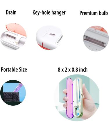 MOOFFZ Smart Toothbrush Case with U V Cleaning Light - Portable Holder for Travel, Camping, School & Home - Pink/White - Buy Online on GoSupps.com
