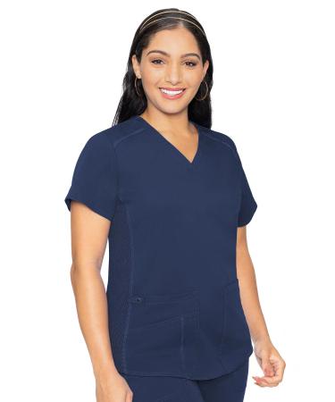 Med Couture Touch Women's V-Neck Shirttail Top Medium Navy