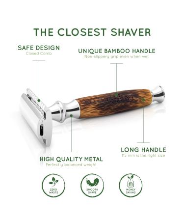 Bambaw Classic Silver Safety Razor | Bamboo Double Edge Shaving Razor for Men and Women | Reusable Single Blade Razor - Buy Online on GoSupps.com