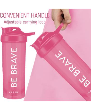 Be Brave Protein Shaker Bottle 700ml - 2 Pack BPA-Free Mixer Ball & Airtight Lid for Smooth Shakes - Pink - Buy Online on GoSupps.com