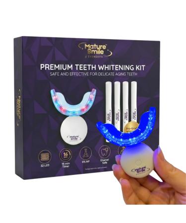 MatureSmile LED Teeth Whitening Kit with 4 Gel Pens (20 Applications) | Gentle Formula with Dual LED Light Mouthpiece | Comfortable Fit & Designed for Everyday Use at Home 4 Count (Pack of 1)