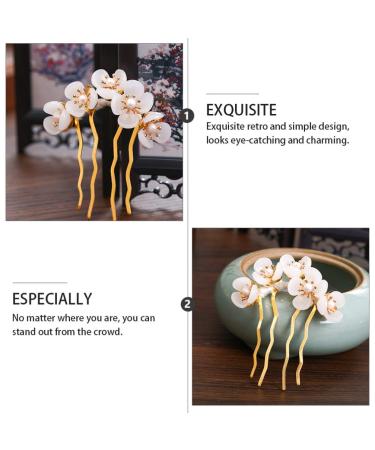 Beaupretty Vintage Jade Flower Hair Sticks Chinese Hair Pins for Women (White) - Buy Online on GoSupps.com