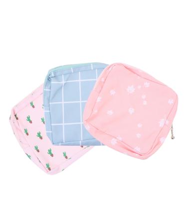 Healifty 3 Pcs 1 Set Aunt's Towel Storage Bag Travel Wallet Organizer Bags for Travel Cartoon Wallet Fashionable Bags Period Pad Pouch Period Pad Bags Sanitary Napkin Pouches Pads Delicate Assorted Color 13X13CM