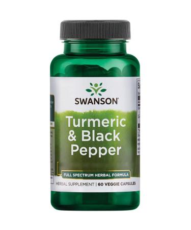 Swanson Turmeric & Black Pepper 600mg 60 Vegan Capsules Lab Tested Soy Free Vegetarian Gluten Free Non-GMO