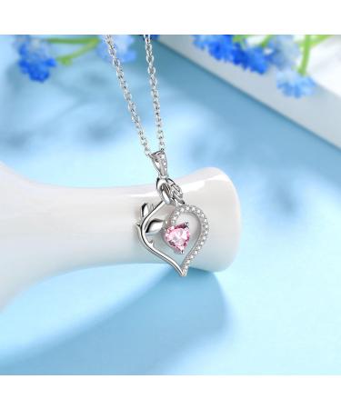 Cute Cat Necklace with Sparkling Zirconia Crystal Birthstone Pendant Necklace for Girls Womens White Gold Over 925 Sterling Silver Animal Necklace Birthstone Jewelry Sweet Present Girlfriend Sisters J October-Tourmaline - Buy Online on GoSupps.com