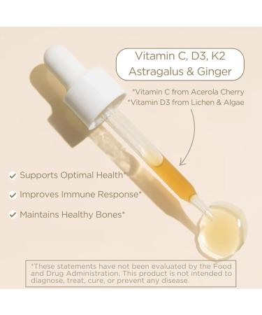 Astragalus & Ginger Natural Vitamin D3 & K2 Liquid Drops for Immune Support | Immunity Herbal Blend | 100% Pure Essential Oils & Lemon Tincture | Made in USA - Buy Online on GoSupps.com