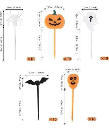 Rsstarxi 50 Pack Plastic Halloween Food Toothpicks Halloween Cupcake Toppers Pumpkin Ghost Spider Bat Cupcake Food Picks for Fruit Appetizer halloween Birthday Party Cake Decorations Design 16 - Buy Online on GoSupps.com
