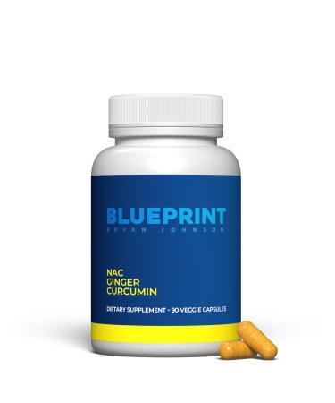 Blueprint Bryan Johnson NAC Supplement - Promotes Stress Relief Immune System Function Respiratory Health - Includes N-Acetyl-L-Cysteine Ginger Curcuminoids - Detoxifying - Vegan (30 Servings)
