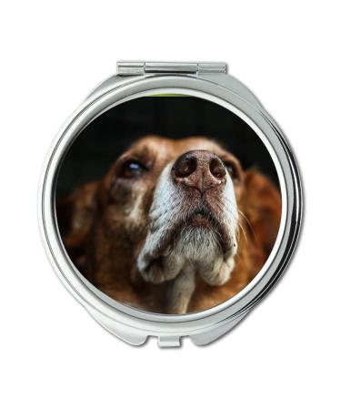 YENDOSTEEN Mirror Compact Mirror Dog Brown Snout Fur Hybrid Animal Head Portrait pocket mirror portable mirror
