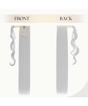 Silky Silver Gray Clip-In Hair Extensions - 66cm Natural Ponytail Wrap - Shop Now! - Buy Online on GoSupps.com