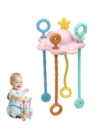 Ulapithi Spinner sensor toys for toddlers travel-pull string activity toys for babies |Nativity and Montessori toys- child-friendly and soft sliding and dragging toys for pink