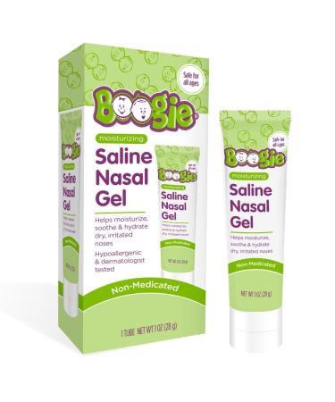 Boogie Saline Nasal Gel Made with Aloe and Isotonic Saline Soothes and Hydrates Dry or Irritated Noses Unscented Pack of 1