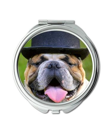 Mirror Travel Mirror Bulldog Hat Face View Portrait Head pocket mirror portable mirror