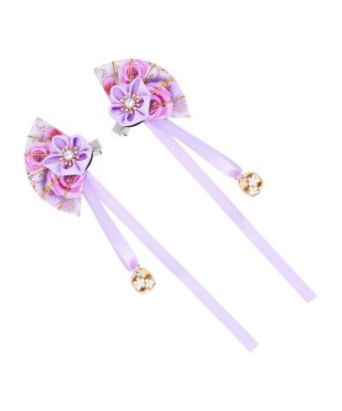 Amosfun Cherry Blossom Hair Clip & Pin Set - Japanese Tsumami Kanzashi Hair Accessories for Women - Purple Yukata Style - Buy Online on GoSupps.com