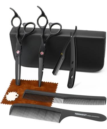 Professional Black Hair Cutting Scissors Set - Stainless Steel Barber Shears for Hairdressing - Salon Thinning Scissors - Perfect Christmas Gift for Mother, Father, Friends - Buy Online on GoSupps.com