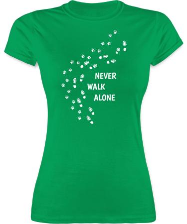 Shirtracer - Shirt Women - Gift for Dog Owners - Never Walk Alone Paw Prints 08 Green S