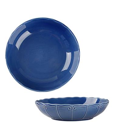 Ceramic Soup Plate Set of 2 800 ml Stackable Kitchen Serving Salad Bowls Microwave and Oven Safe.-8 in-red (Color : Blue Size : 8 in) 8 in Blue