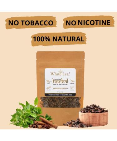 White Leaf 100% Natural Flavour Herbal Smoking Blend 1oz - Tobacco & Nicotine Free with Wooden Royal Black Pipe - Buy Online on GoSupps.com