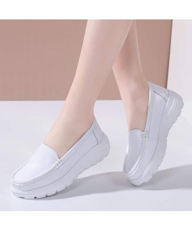 ZYEN Women's Nursing Shoes - Comfortable Slip-On Loafers for Work - White, Size 8 - Buy Online on GoSupps.com