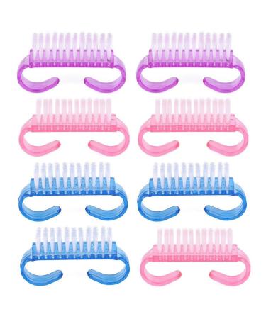 8 Pcs Handle Nail Brush Nail Clean Brush Nail Brushes with Plastic Handle Handle Grip Nail Brush for Toes and Nails Cleaning