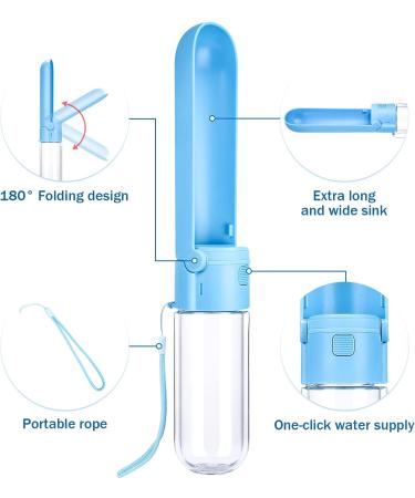 Pettom 420ml Portable Dog Water Bottle - Leak-Proof & Safe Foldable Pet Drinking Bottle for Travel Hiking & Training - Blue - Buy Online on GoSupps.com