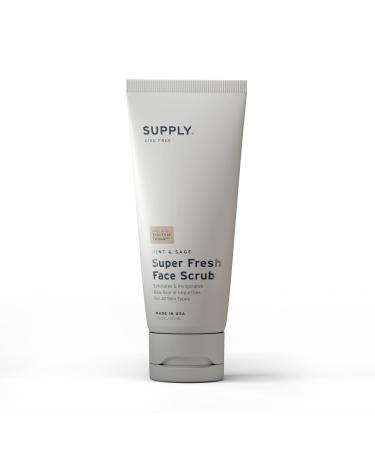 Supply Super Fresh Face Scrub - Aloe Tea Tree Mint - Plant- Based Natural Face Wash for All - Cleanses and Revives Skin for Men and Women