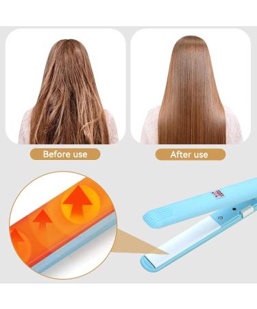 2-in-1 Mini Hair Smooth & Curling Iron - Portable Travel Ceramic Styler for Women & Short Hair - Blue - Buy Online on GoSupps.com
