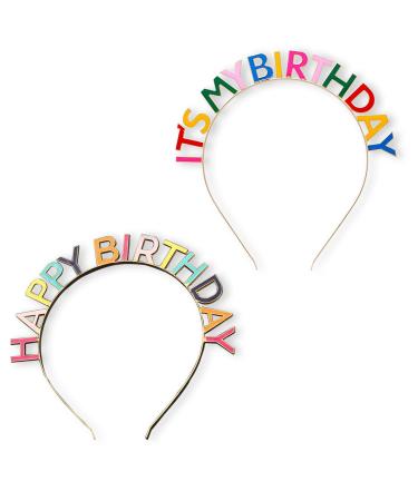 Zuqabio 2 Pack Birthday Crowns for Women Girls Birthday Headbands Women Happy Birthday Crown Headpiece Birthday Decorations 'Its My Birthday' Hair Band Hair Accessories for Women (Colorful)