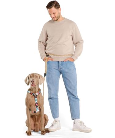 Hands-Free Dog Leash - 2m Adjustable Belly Belt | 3-in-1 Running & Training Leash for Large & Small Dogs - Beige - Buy Online on GoSupps.com