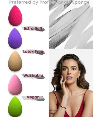 Original Pro Makeup Sponge Beauty Blender - Washable Reusable Vegan Foundation Blender (Pink) | Soft Foam for Flawless Blending - Buy Online on GoSupps.com