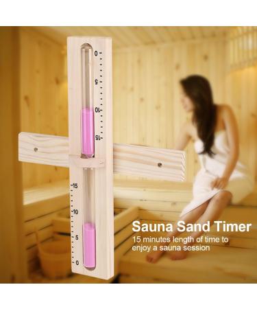 15 Minute Sauna Hourglass & Accessories Set - Wooden Wall Clock with Rotating Hourglass & Pink Sand | Perfect for Home Sauna | International Shipping Available - Buy Online on GoSupps.com