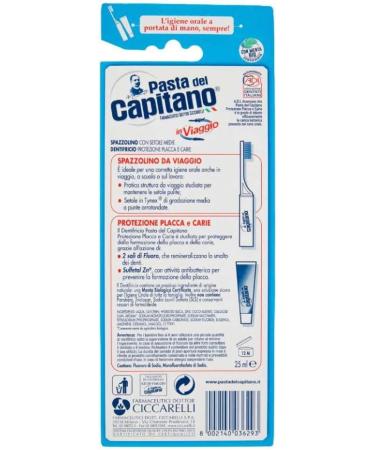 Pasta del Capitano Travel Toothbrush & Toothpaste 25ml - Perfect for International Travel - Buy Online on GoSupps.com